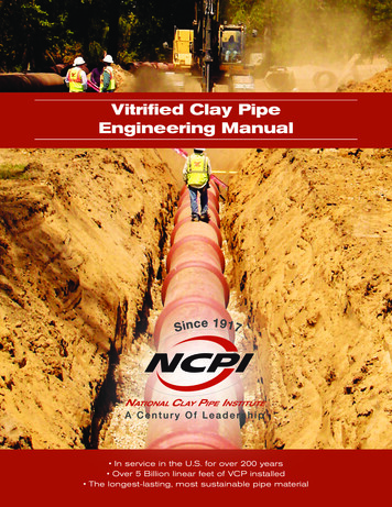 Vitrified Clay Pipe Engineering Manual - NCPI