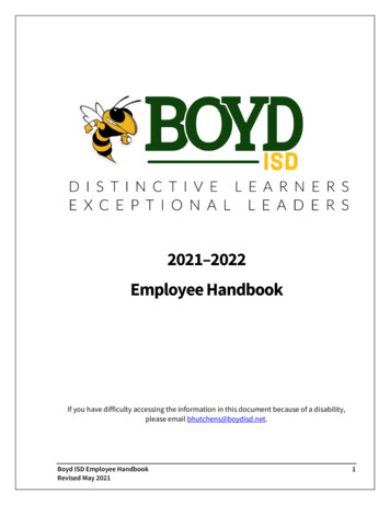 2021 2022 Employee Handbook - Boyd ISD