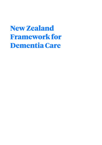 New Zealand Framework For Dementia Care - Ministry Of Health