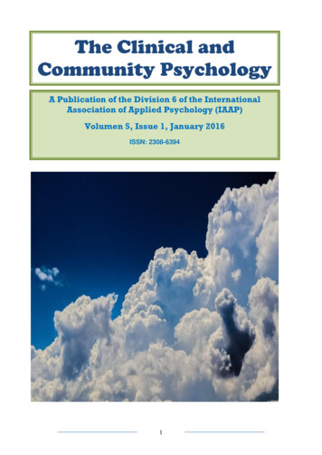 The Clinical And Community Psychology - Iaapsy 