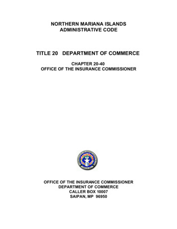 TITLE 20 DEPARTMENT OF COMMERCE - Gov