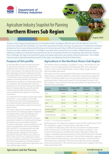 Agriculture Industry Snapshot For Planning Northern Rivers Sub Region