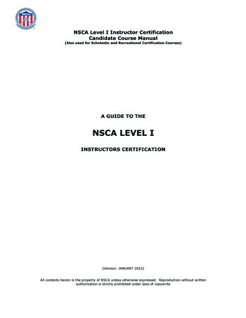 NSCA Level I Instructor Certification Manual-DOC-202201