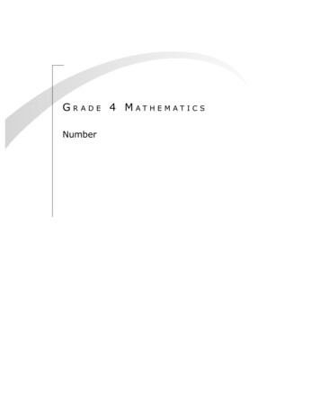 Grade 4 Mathematics: Support Document For Teachers