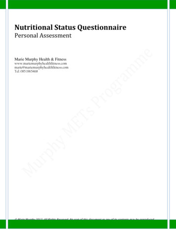 Nutritional Status Questionnaire - Marie Murphy Health & Fitness