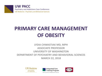 PRIMARY CARE MANAGEMENT OF OBESITY - University Of Washington