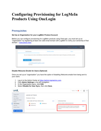 Configuring Provisioning For LogMeIn Products Using OneLogin