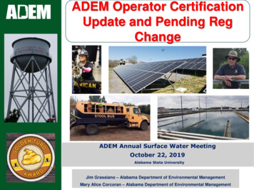 ADEM Operator Certification Update And Pending Reg Change