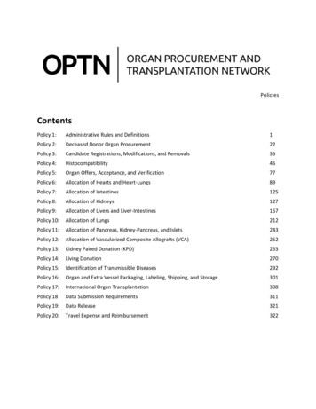 OPTN Policies Effective As Of April 28 2022 [9.9A]
