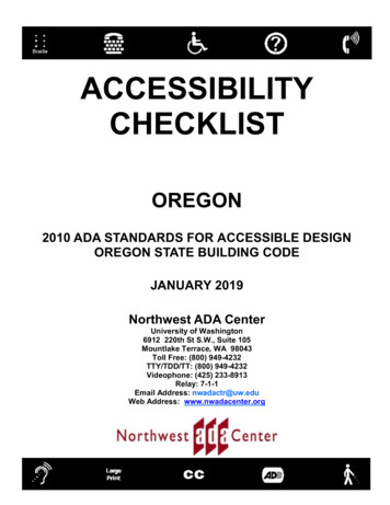 Oregon 2010 ADA Standards Checklist Jan 2019