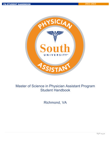 Master Of Science In Physician Assistant Program Student Handbook .