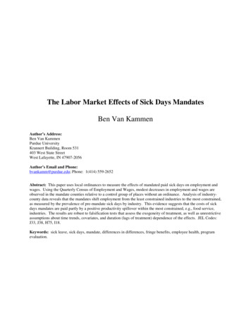 The Labor Market Effects Of Sick Days Mandates - Purdue University