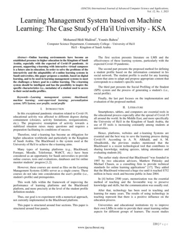 Learning Management System Based On Machine Learning: The Case Study Of .
