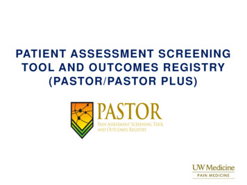 Patient Assessment Screening Tool And Outcomes Registry (Pastor/Pastor .