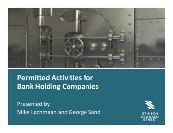 Permitted Activities For Bank Holding Companies - Stinson