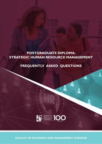Postgraduate Diploma: Strategic Human Resource Management Frequently .