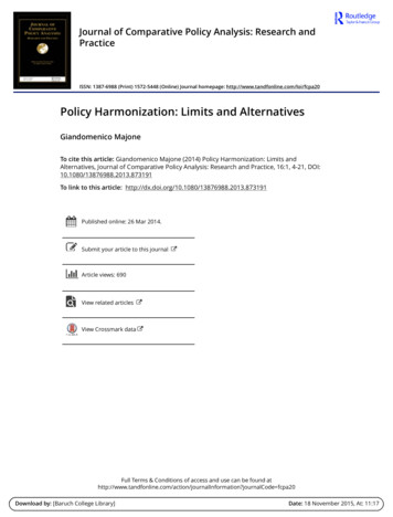 Policy Harmonization: Limits And Alternatives
