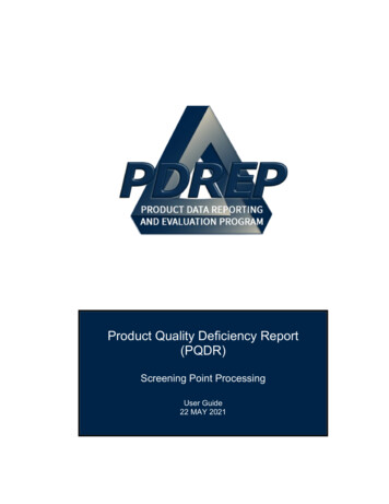 Product Quality Deficiency Report (PQDR) - DISA