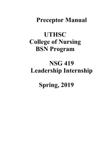 Preceptor Manual Spring, 2019 - University Of Tennessee Health Science .