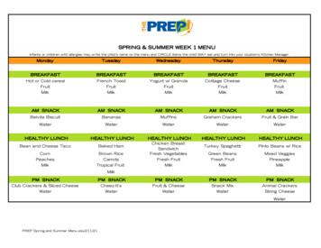PREP Spring And Summer Menu - The PREP Schools