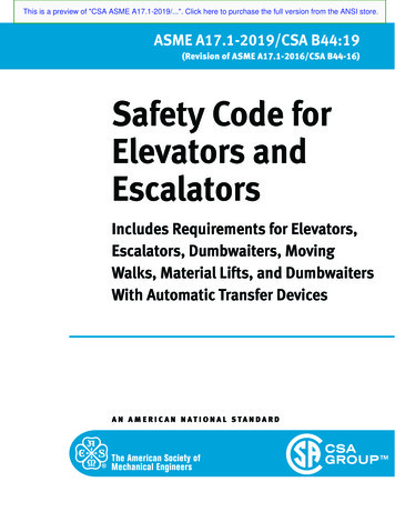 Safety Code For Elevators And Escalators - ANSI Webstore