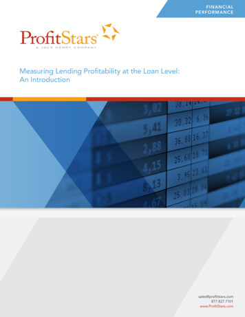 Measuring Lending Profitability At The Loan Level: An . - ProfitStars