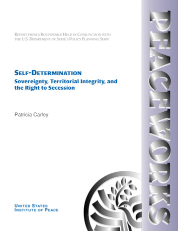 Self-Determination: Sovereignty, Territorial Integrity, And The Right .