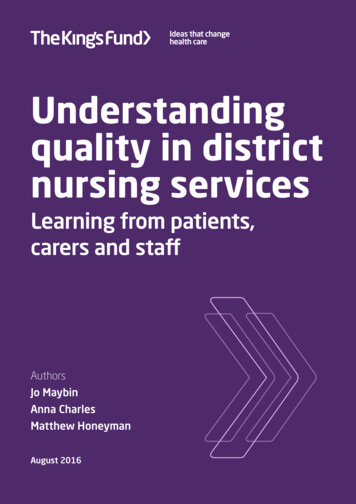 Understanding Quality In District Nursing Services - King's Fund