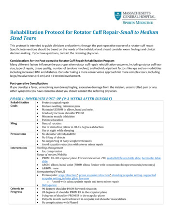 Rehabilitation Protocol For Rotator Cuff Repair