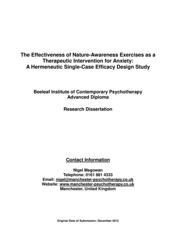 The Effectiveness Of Nature-Awareness Exercises As A Therapeutic .