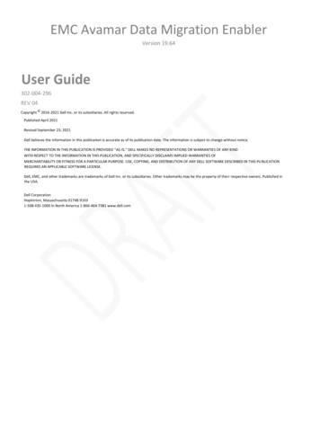 EMC Avamar Release 7.5.1 Data Migration Enabler User Guide - Dell