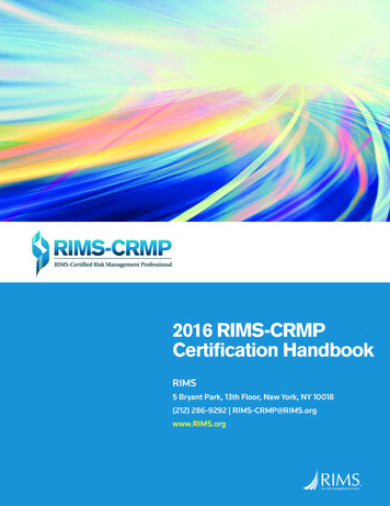 2016 RIMS-CRMP Certification Handbook
