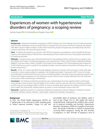 Experiences Of Women With Hypertensive Disorders Of Pregnancy: A .