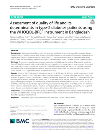 Assessment Of Quality Of Life And Its Determinants In Type-2 Diabetes .