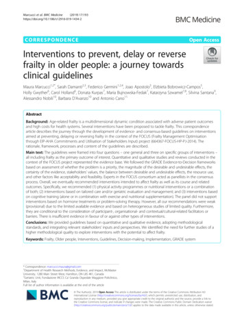 Interventions To Prevent, Delay Or Reverse Frailty In Older People: A .