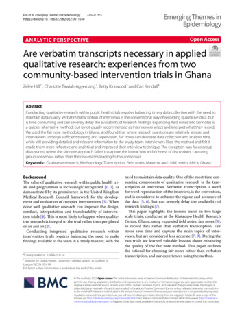 Are Verbatim Transcripts Necessary In Applied Qualitative Research .