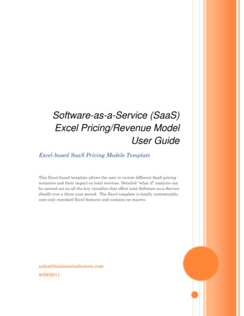 Software-as-a-Service (SaaS) Excel Pricing/Revenue Model User Guide