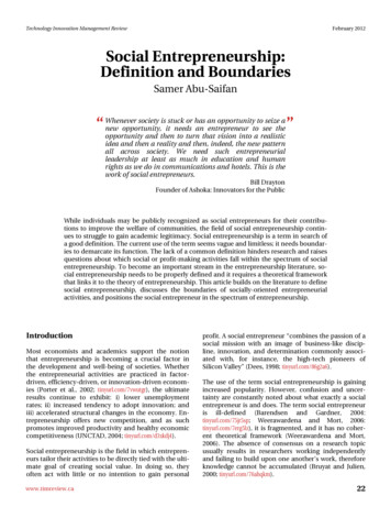 Social Entrepreneurship: Definition And Boundaries - TIM Review