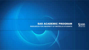 SAS ACADEMIC PROGRAM - University Of Waterloo
