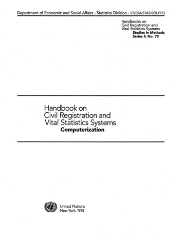 Handbook On Civil Registration And Vital Statistics Systems Computerization