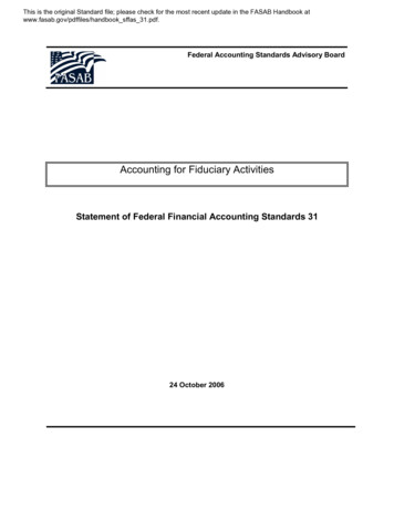 Accounting For Fiduciary Activities - FASAB