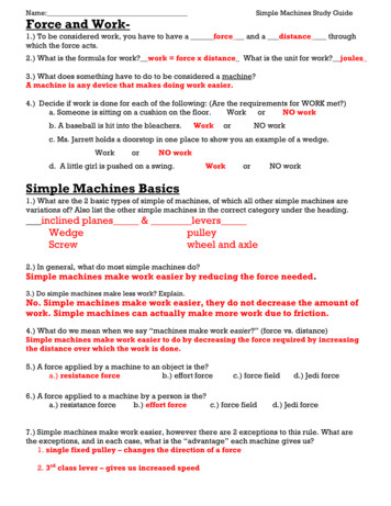 Name: Simple Machines Study Guide Force And Work-