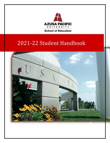 21-2 Student Handbook - Azusa Pacific University