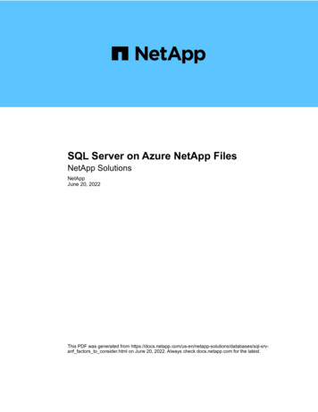 SQL Server On Azure NetApp Files : NetApp Solutions