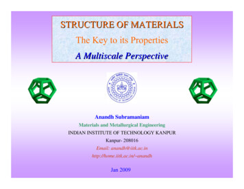 STRUCTURE OF MATERIALS The Key To Its Properties A Multiscale .