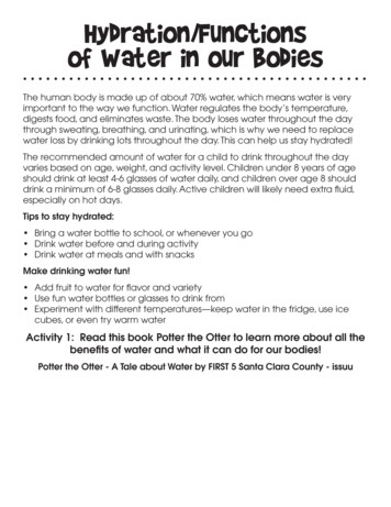 Hydration/Functions Of Water In Our Bodies