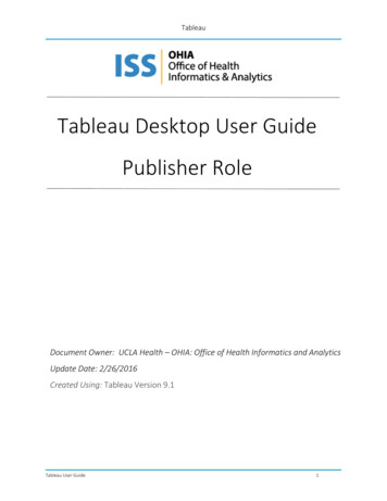 Tableau Desktop User Guide Publisher Role - UCLA Health