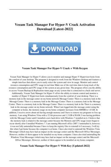 Veeam Task Manager For Hyper-V Crack Activation [Latest-2022]
