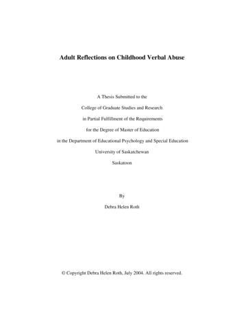 Adult Reflections On Childhood Verbal Abuse