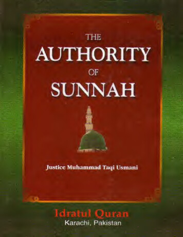 The Authority Of Sunnah By: Mufti Taqi Usmani - Internet Archive